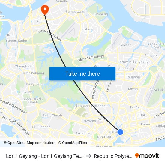 Lor 1 Geylang - Lor 1 Geylang Ter (80009) to Republic Polytechnic map