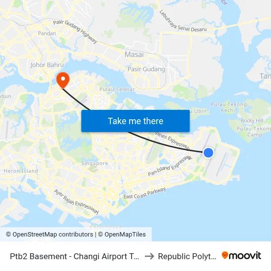 Ptb2 Basement - Changi Airport Ter 2 (95129) to Republic Polytechnic map
