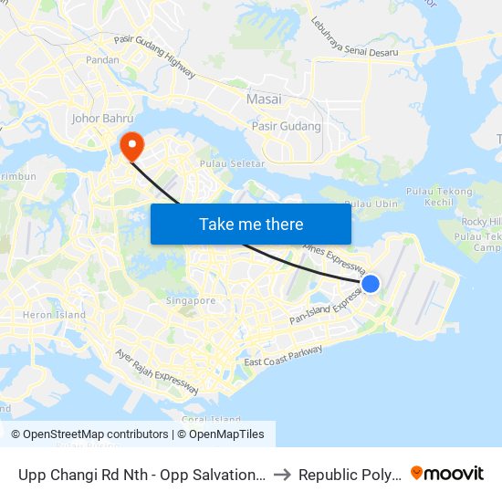 Upp Changi Rd Nth - Opp Salvation Army (97019) to Republic Polytechnic map