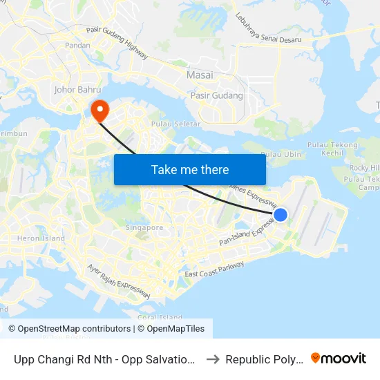 Upp Changi Rd Nth - Opp Salvation Army (97019) to Republic Polytechnic map