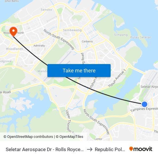 Seletar Aerospace Dr - Rolls Royce Pte Ltd (68101) to Republic Polytechnic map