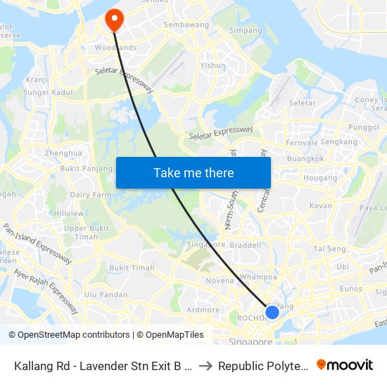 Kallang Rd - Lavender Stn Exit B (01311) to Republic Polytechnic map