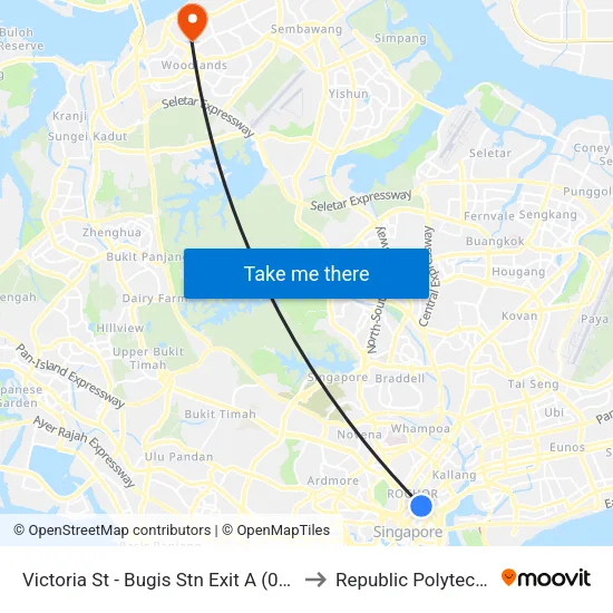 Victoria St - Bugis Stn Exit A (01113) to Republic Polytechnic map