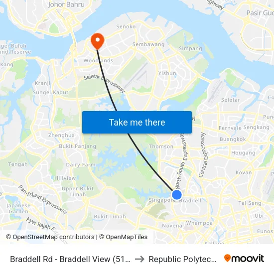 Braddell Rd - Braddell View (51139) to Republic Polytechnic map