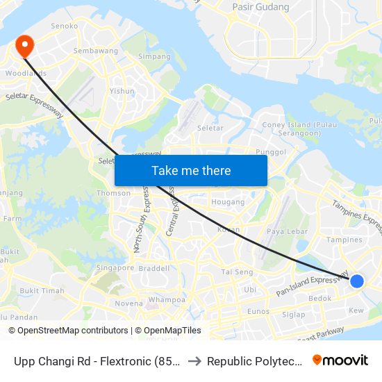 Upp Changi Rd - Flextronic (85079) to Republic Polytechnic map