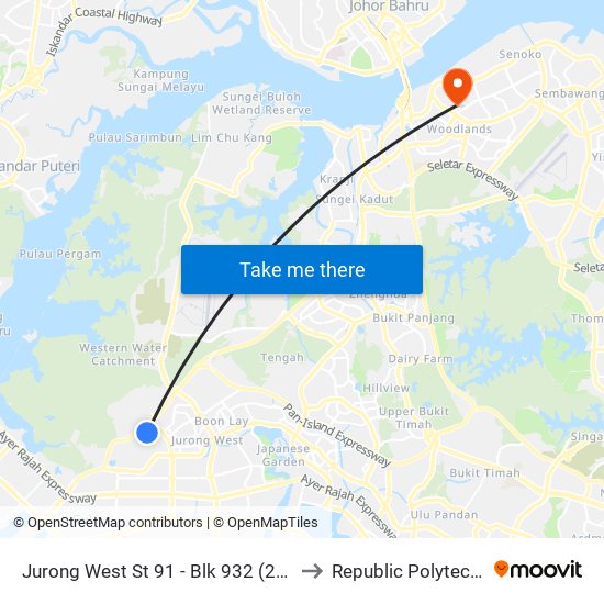 Jurong West St 91 - Blk 932 (27131) to Republic Polytechnic map