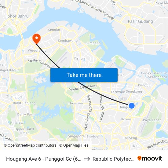 Hougang Ave 6 - Punggol Cc (64379) to Republic Polytechnic map