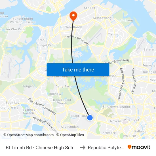 Bt Timah Rd - Chinese High Sch (41061) to Republic Polytechnic map