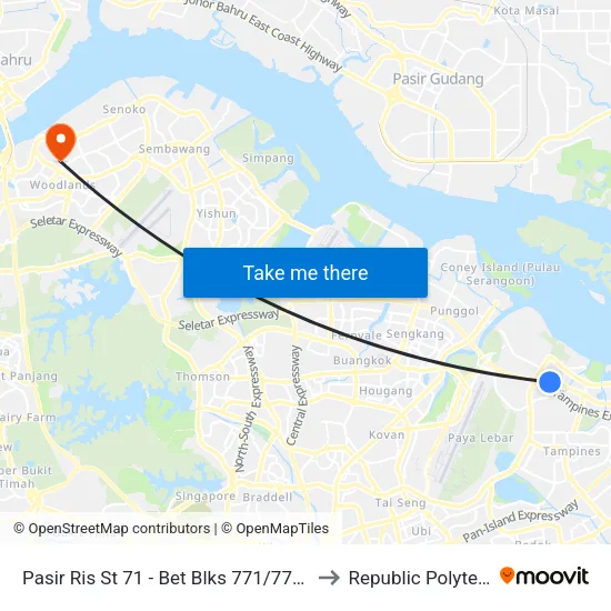 Pasir Ris St 71 - Bet Blks 771/772 (77311) to Republic Polytechnic map