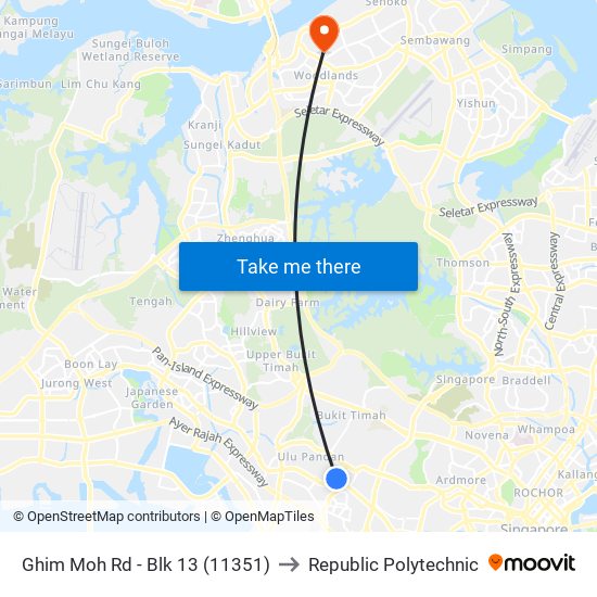 Ghim Moh Rd - Blk 13 (11351) to Republic Polytechnic map