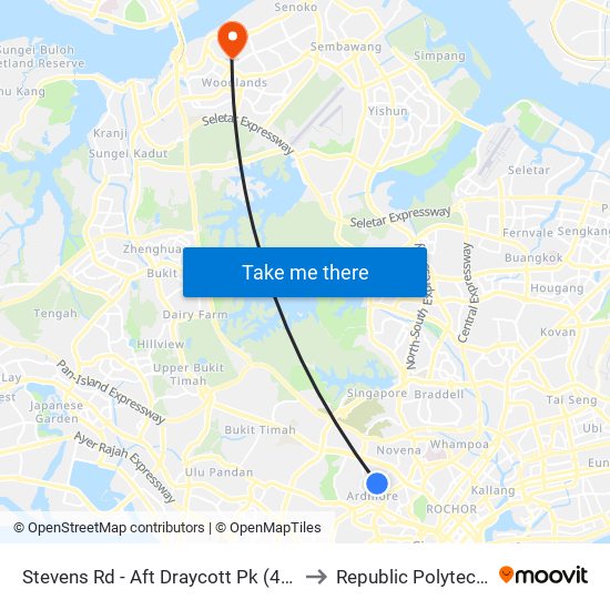 Stevens Rd - Aft Draycott Pk (40191) to Republic Polytechnic map