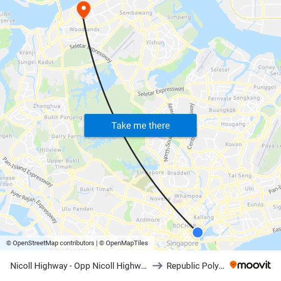 Nicoll Highway - Opp Nicoll Highway Stn (80161) to Republic Polytechnic map