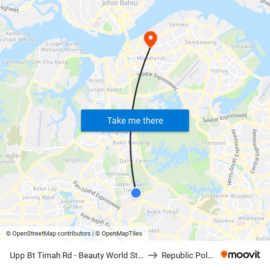 Upp Bt Timah Rd - Beauty World Stn Exit B (42091) to Republic Polytechnic map