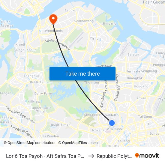 Lor 6 Toa Payoh - Aft Safra Toa Payoh (52321) to Republic Polytechnic map