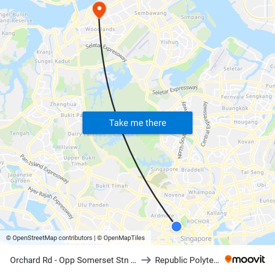 Orchard Rd - Opp Somerset Stn (09038) to Republic Polytechnic map