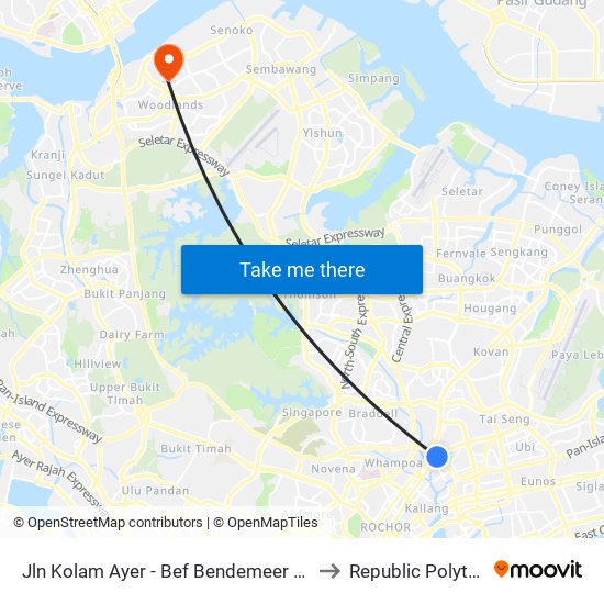 Jln Kolam Ayer - Bef Bendemeer Rd (60079) to Republic Polytechnic map