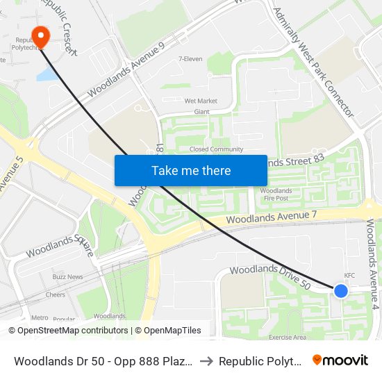 Woodlands Dr 50 - Opp 888 Plaza (46679) to Republic Polytechnic map