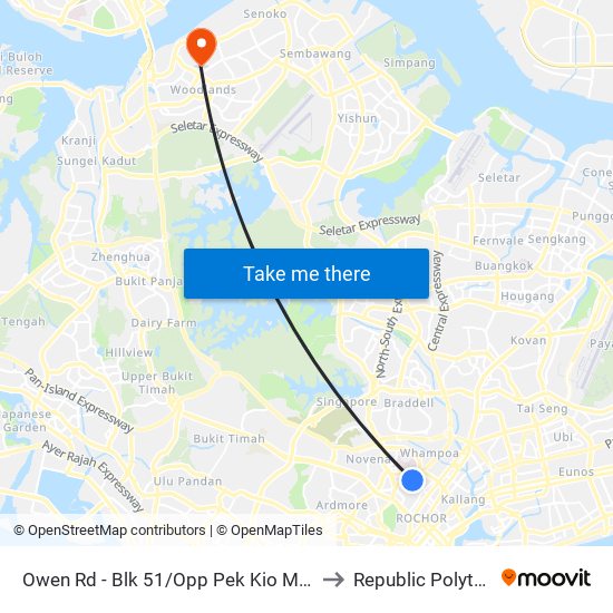 Owen Rd - Blk 51/Opp Pek Kio Mkt (50089) to Republic Polytechnic map