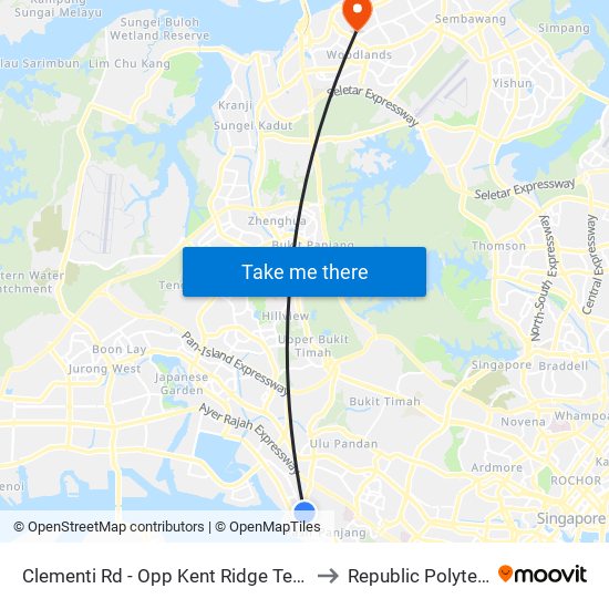 Clementi Rd - Opp Kent Ridge Ter (16131) to Republic Polytechnic map