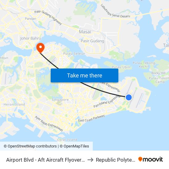 Airport Blvd - Aft Aircraft Flyover (95011) to Republic Polytechnic map