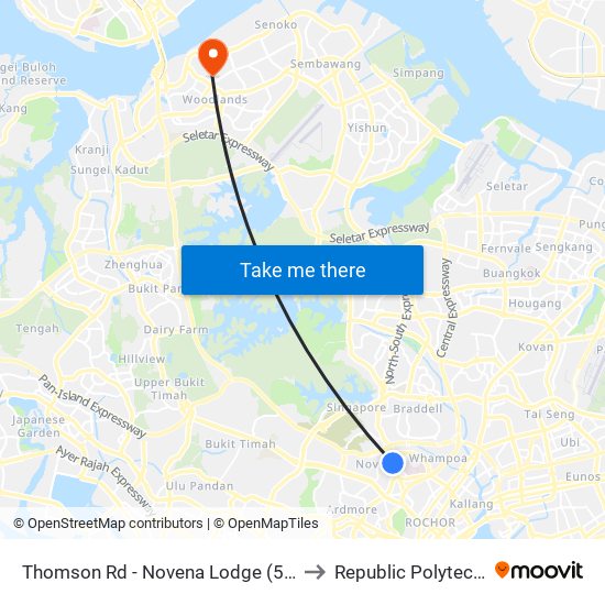 Thomson Rd - Novena Lodge (50041) to Republic Polytechnic map
