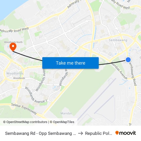 Sembawang Rd - Opp Sembawang Shop Ctr (58011) to Republic Polytechnic map