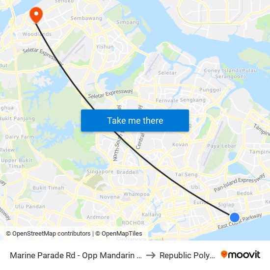 Marine Parade Rd - Opp Mandarin Gdns  (93021) to Republic Polytechnic map