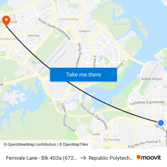 Fernvale Lane - Blk 403a (67281) to Republic Polytechnic map