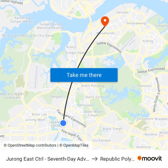 Jurong East Ctrl - Seventh-Day Advent CH (28441) to Republic Polytechnic map
