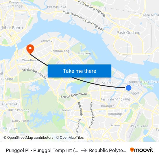 Punggol Pl - Punggol Temp Int (65009) to Republic Polytechnic map