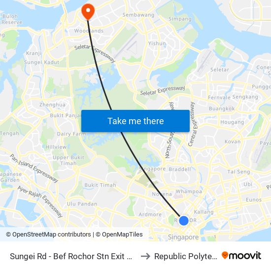 Sungei Rd - Bef Rochor Stn Exit B (07539) to Republic Polytechnic map