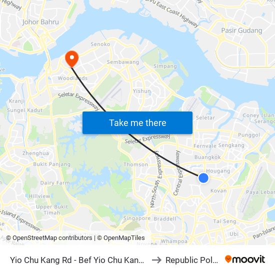 Yio Chu Kang Rd - Bef Yio Chu Kang Chapel (63219) to Republic Polytechnic map