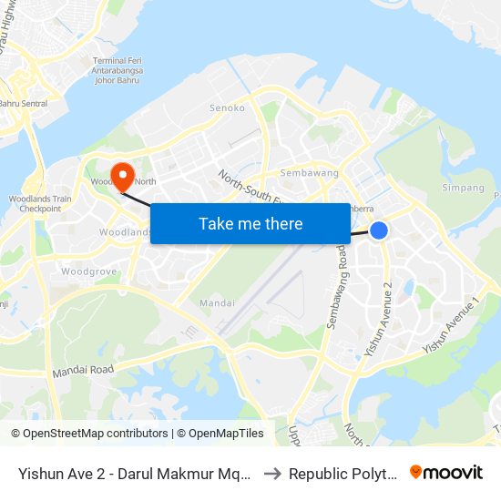 Yishun Ave 2 - Darul Makmur Mque (59259) to Republic Polytechnic map