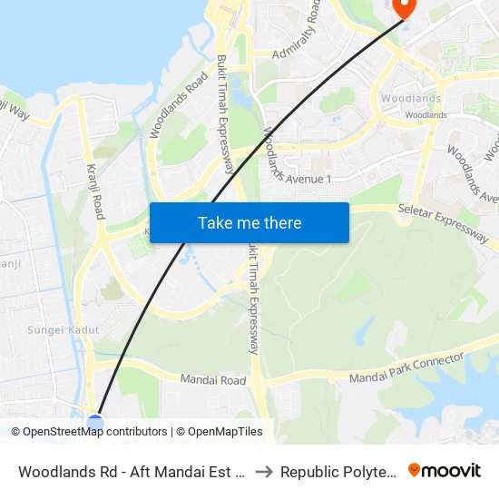 Woodlands Rd - Aft Mandai Est (45069) to Republic Polytechnic map