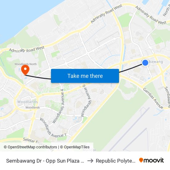 Sembawang Dr - Opp Sun Plaza (58259) to Republic Polytechnic map