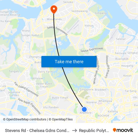 Stevens Rd - Chelsea Gdns Condo (40201) to Republic Polytechnic map