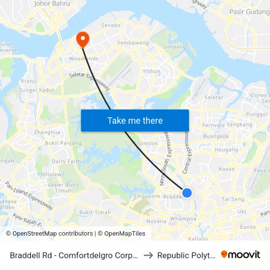 Braddell Rd - Comfortdelgro Corp Ltd (52069) to Republic Polytechnic map