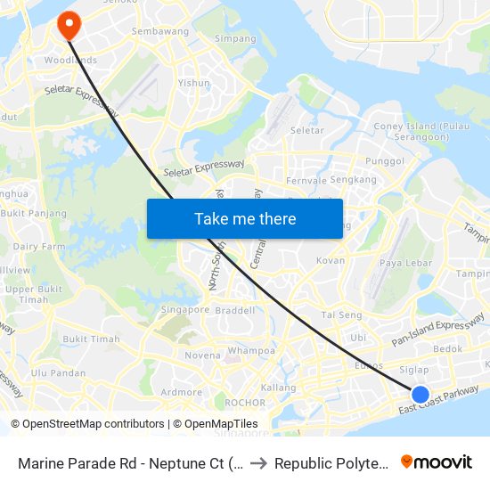 Marine Parade Rd - Neptune Ct (93019) to Republic Polytechnic map