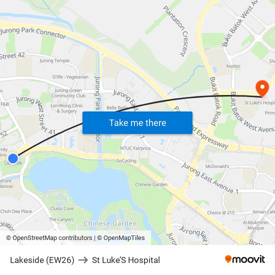 Lakeside (EW26) to St Luke’S Hospital map