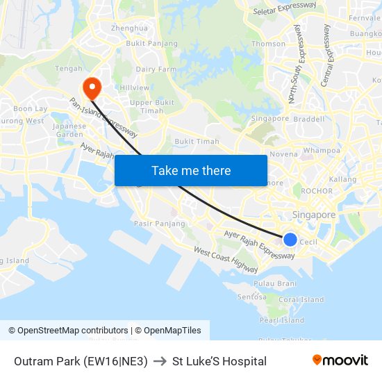Outram Park (EW16|NE3) to St Luke’S Hospital map