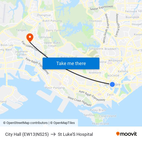 City Hall (EW13|NS25) to St Luke’S Hospital map
