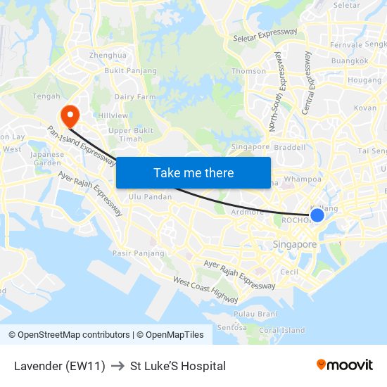 Lavender (EW11) to St Luke’S Hospital map