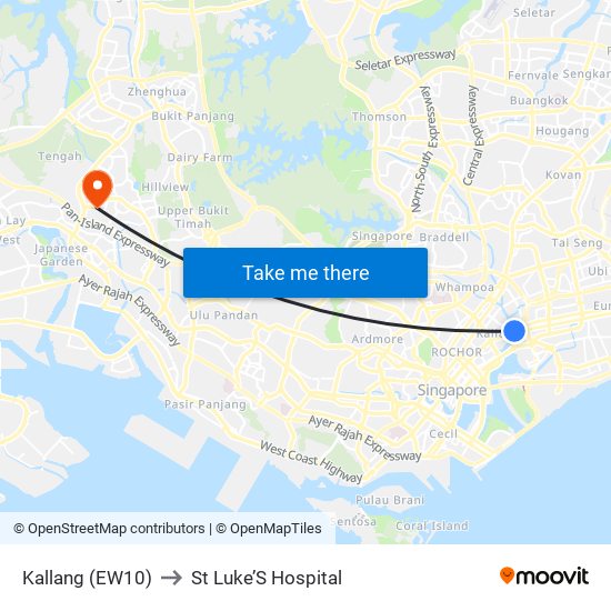 Kallang (EW10) to St Luke’S Hospital map