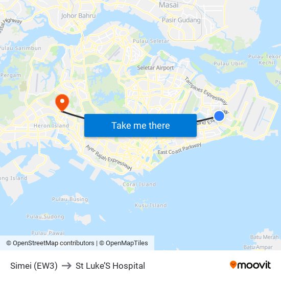 Simei (EW3) to St Luke’S Hospital map