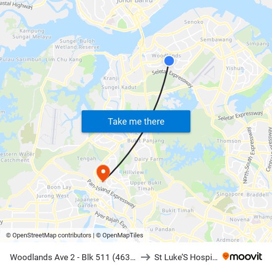 Woodlands Ave 2 - Blk 511 (46331) to St Luke’S Hospital map