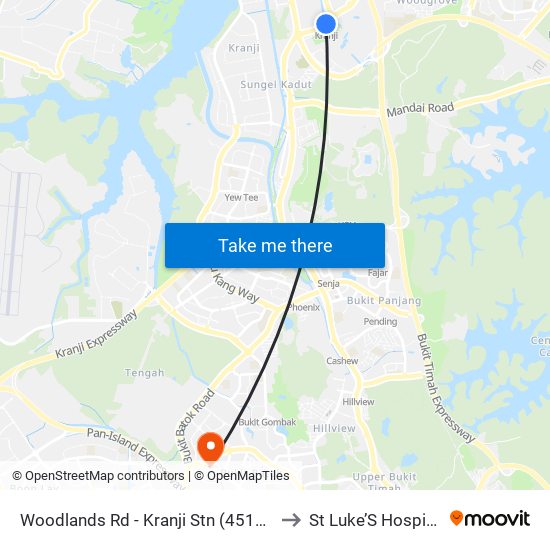 Woodlands Rd - Kranji Stn (45139) to St Luke’S Hospital map