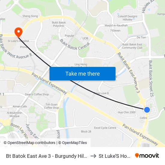 Bt Batok East Ave 3 - Burgundy Hill (42319) to St Luke’S Hospital map