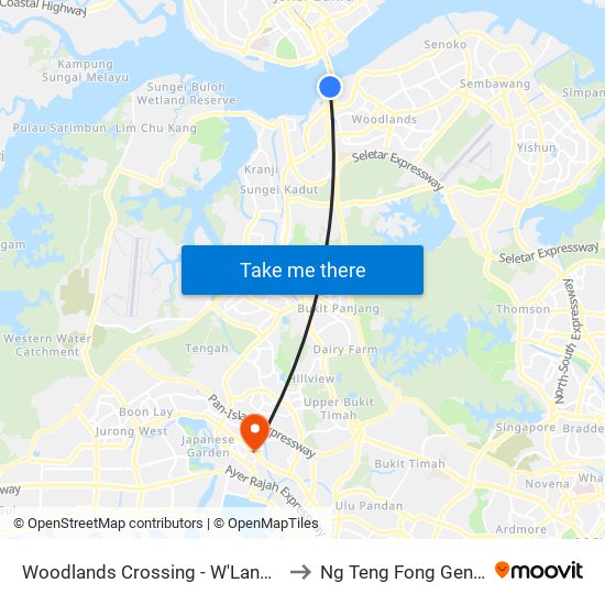 Woodlands Crossing - W'Lands Checkpt (46109) to Ng Teng Fong General Hospital map