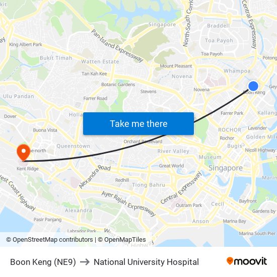 Boon Keng (NE9) to National University Hospital map