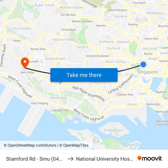 Stamford Rd - Smu (04121) to National University Hospital map